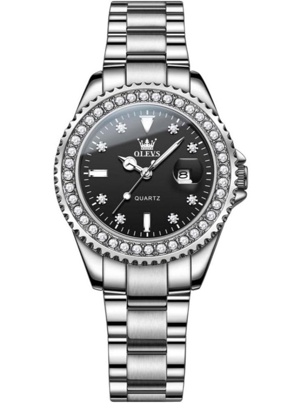 Women's Black Stainless Steel Dress Analog Luminous Fashionable Wrist Watches